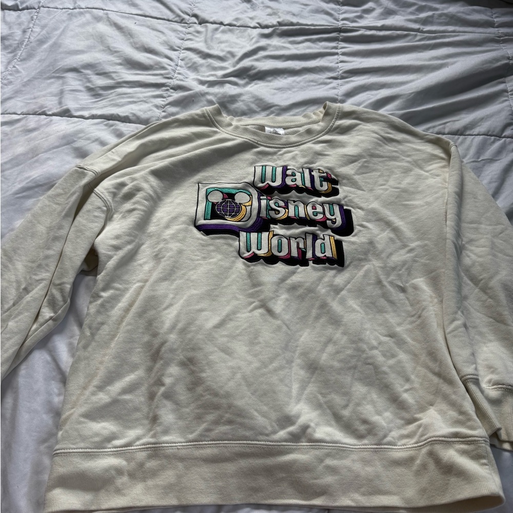 Disney Cream Crewneck Sweater with Graphic Design